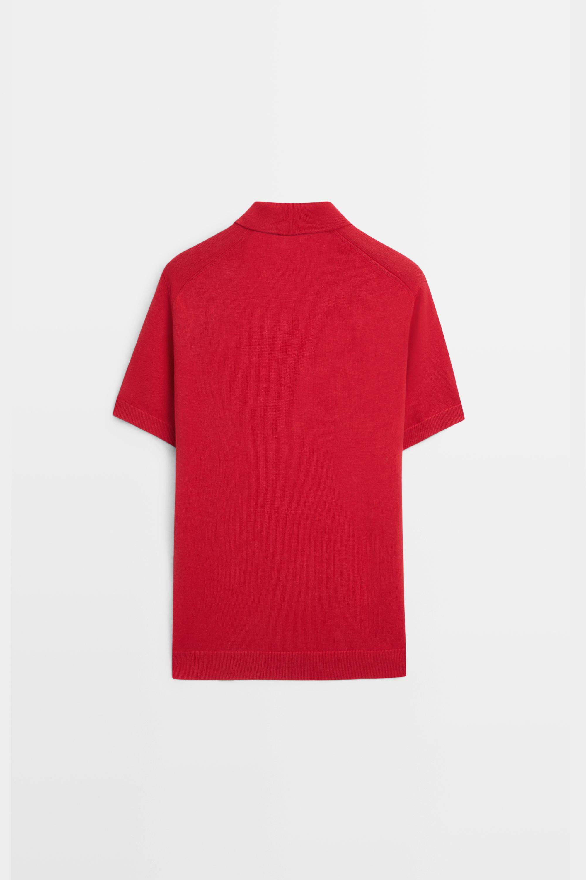 Cotton blend V-neck polo shirt